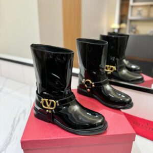 Valentino Women Black Patent Leather Boots