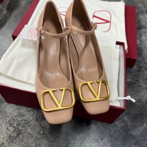 Valentino Women Beige Leather Mary Jane Flats