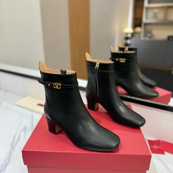 Valentino Women Black Leather Ankle Boots
