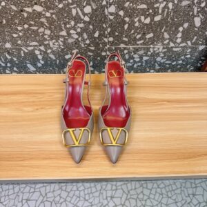 Valentino Women Beige Leather Pointed Pumps