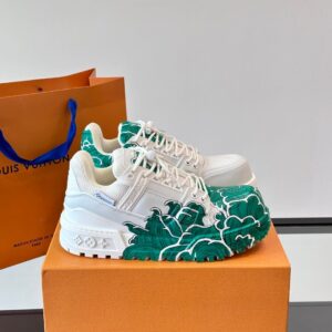LV Men White Green Leather Sneakers