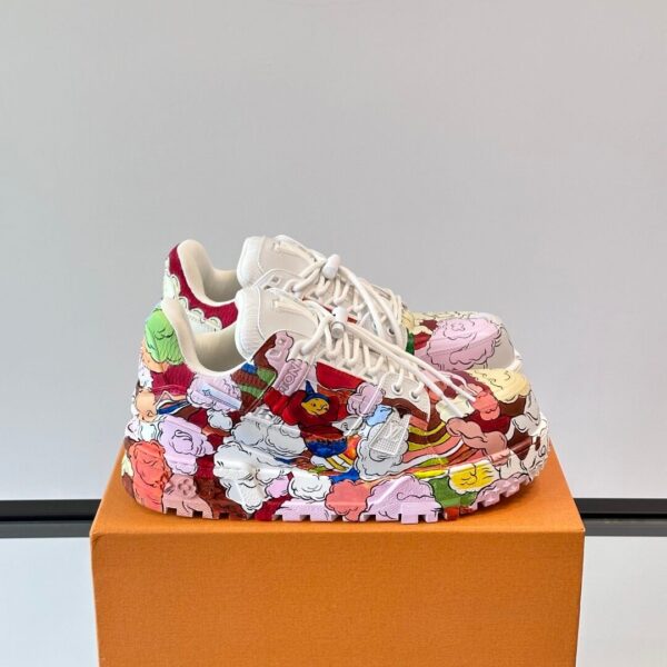 LV Men White Multicolor Leather Sneakers
