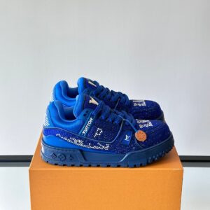 LV Men Blue Fabric Embellished Sneakers