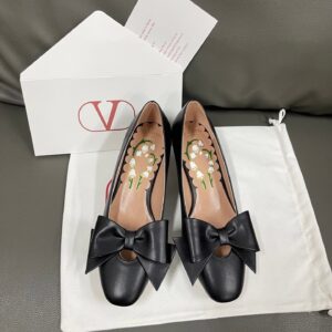 Valentino Women Black Leather Bow Detail Flats