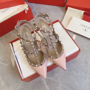 Valentino Women Pink Patent Leather Studded Pumps