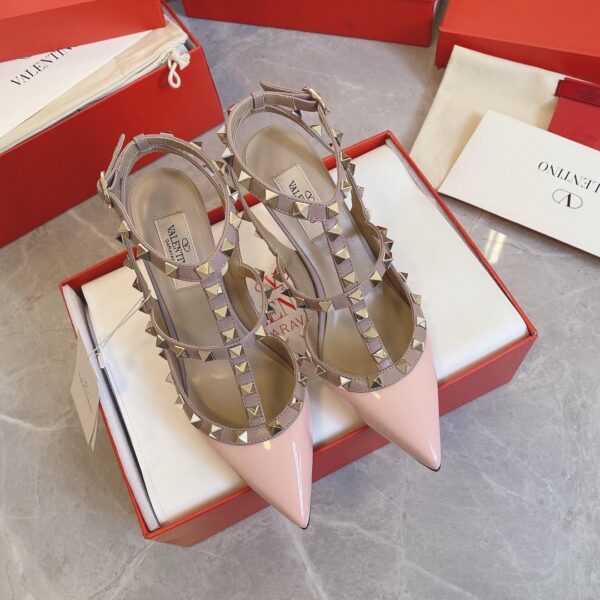 Valentino Women Pink Patent Leather Studded Pumps
