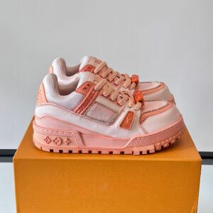 LV Men Pink Leather And Mesh Sneakers
