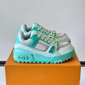 LV Men Mint Green Leather Sneakers
