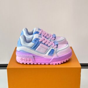 LV Men White and Blue Leather Sneakers