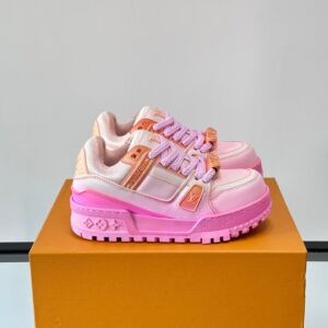 LV Men Pink Synthetic Leather Sneakers