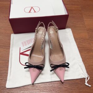 Valentino Women Pink Leather Pointed Toe Pumps