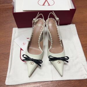 Valentino Women White Patent Leather Pointed Slingback Pumps