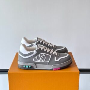 LV Men Grey White Leather Sneakers