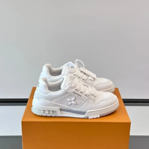LV Men White Leather Sneakers