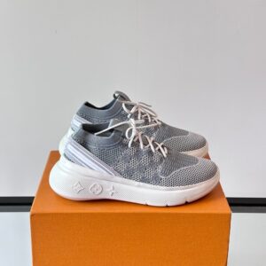 LV Men Grey Knit Fabric Sneakers