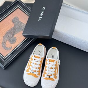Chanel Women Yellow Canvas And Rubber Sneakers