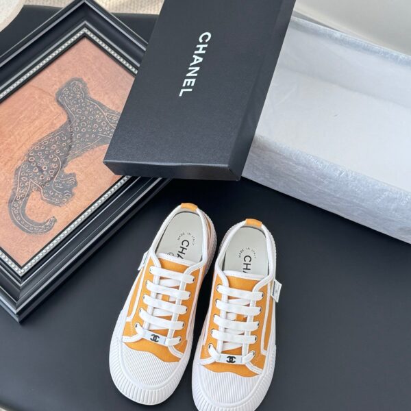 Chanel Women Yellow Canvas And Rubber Sneakers