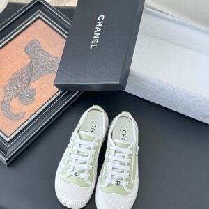 Chanel Women Light Green Canvas Sneakers