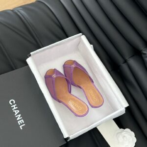 Chanel Women Purple Fabric Mules