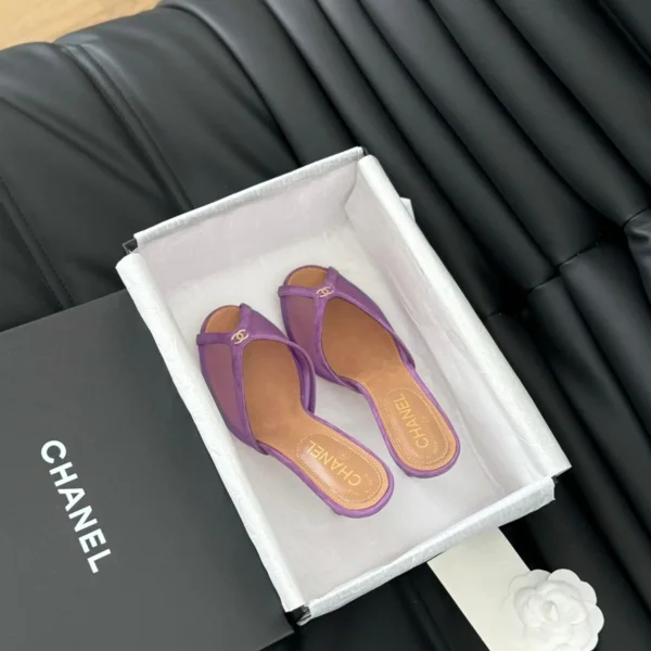 Chanel Women Purple Fabric Mules