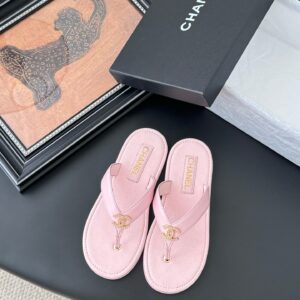 Chanel Women Pink Leather And Suede Sandals