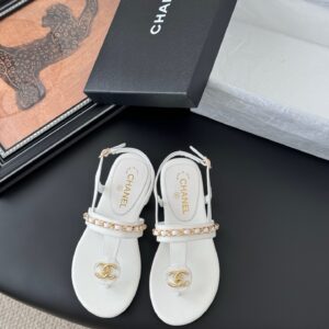 Chanel Women White Leather Sandals