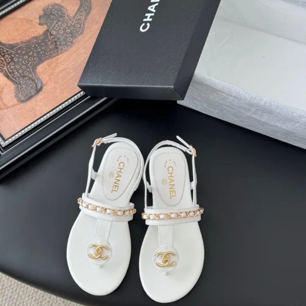 Chanel Women White Leather Sandals