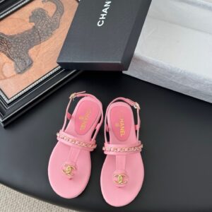 Chanel Women Pink Leather Sandals