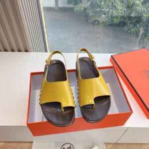 Hermes Women Yellow Leather Sandals