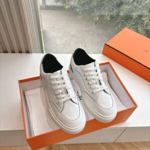 Hermes Women White Leather Sneakers