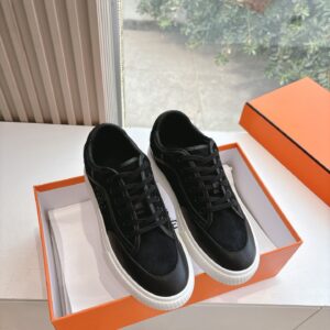 Hermes Women Black Suede Leather Sneakers