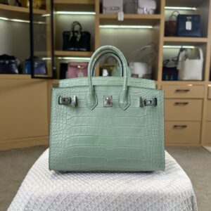 Hermes Birkin 20cm Mint Green Crocodile Leather Silver Hardware