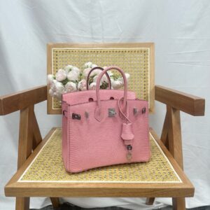 Hermes Birkin 25cm Sakura Pink Lizard Leather Silver Hardware