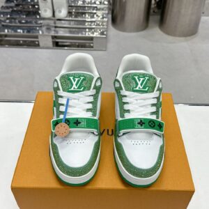 LV Women Green White Leather Sneakers