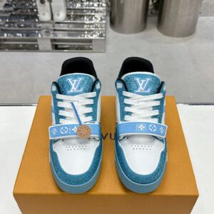 LV Women Blue White Leather Sneakers