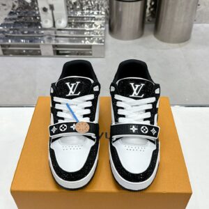 LV Women Black White Leather Sneakers