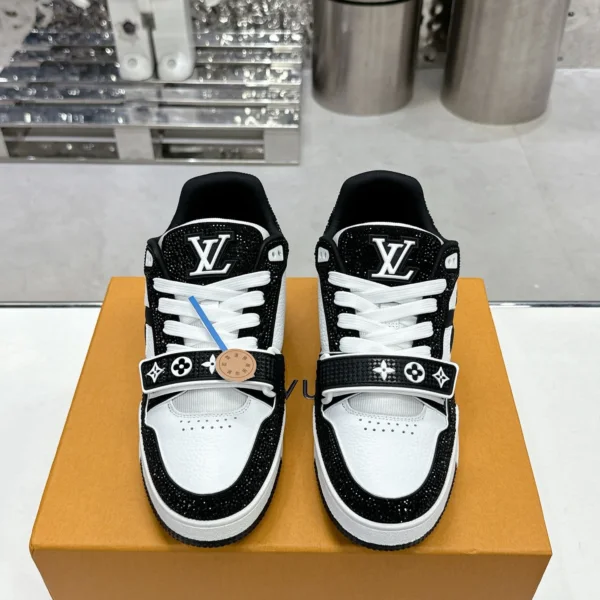 LV Women Black White Leather Sneakers