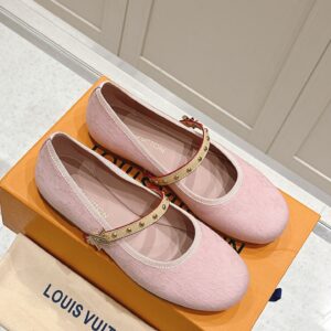 LV Women Pink Fabric Mary Janes Heels