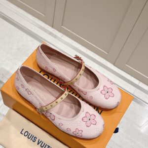 LV Women Pink Patterned Leather Mary Janes