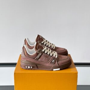 LV Men Brown Suede Leather Sneakers