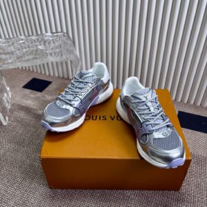LV Women Silver Mesh And Leather Sneakers