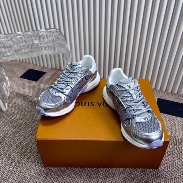 LV Women Silver Mesh And Leather Sneakers