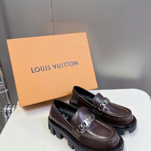 LV Women Brown Leather Chunky Loafers