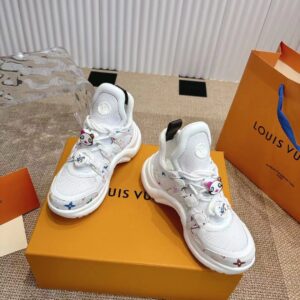 LV Women White Mesh Multicolor Logo Sneakers