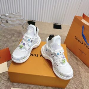 LV Women White Mesh Embellished Sneakers