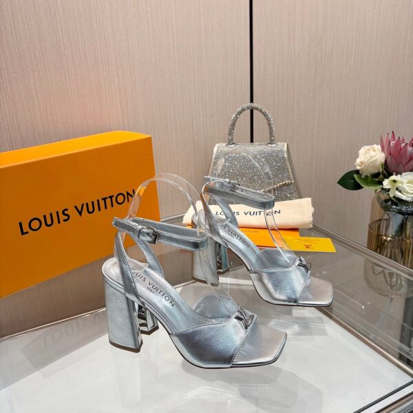 LV Women Silver Leather Heels