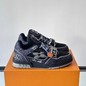 LV Men Black Fabric Sneakers