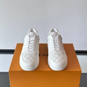 LV Men White Leather Sneakers