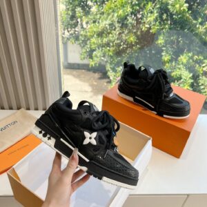 LV Women Black Leather Mesh Sneakers