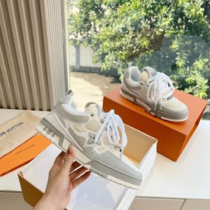 LV Women White Mesh And Leather Sneakers